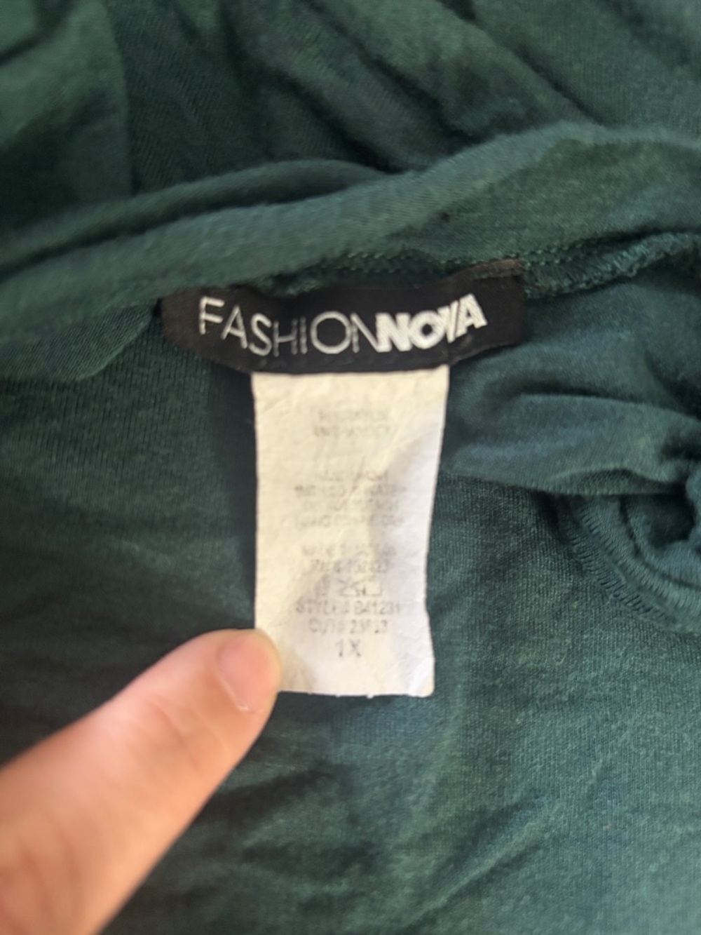 Fashion Nova Long Sleeve Deep V-Neck Bodysuit - Forest Green - Picture 2 of 4